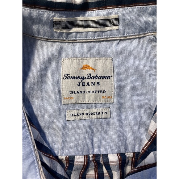 Tommy Bahama Jeans Men's Island Modern Fit Plaid Short Sleeve Shirt Size L - Picture 5 of 6